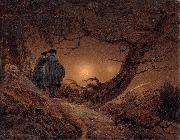 Two men contemplating the Moon